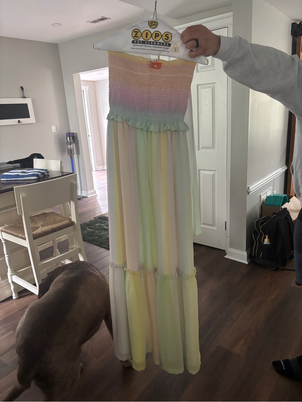 Amanda Uprichard Pastel Rainbow Maxi Dress - Yellow Pink Green Blue